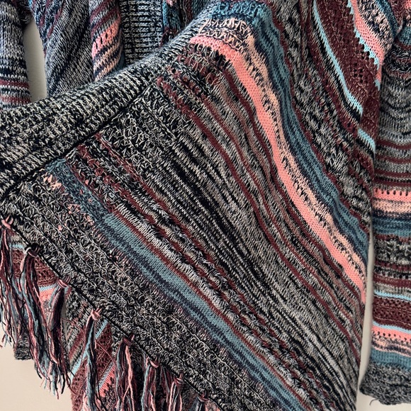 Haute Monde Multicolor Striped Fringe Cardigan Size M - Picture 8 of 16